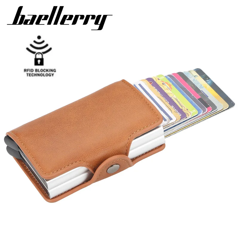 Baellerry мужские кошельки Rfid 14 держателей карт Мужские Винтажные черные короткие