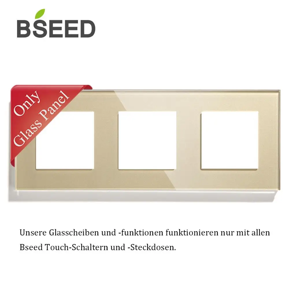 BSEED 228 мм стеклянная панель только Жемчуг белый черный глоден для стены тройной разъем DIY часть - Цвет: Золотой