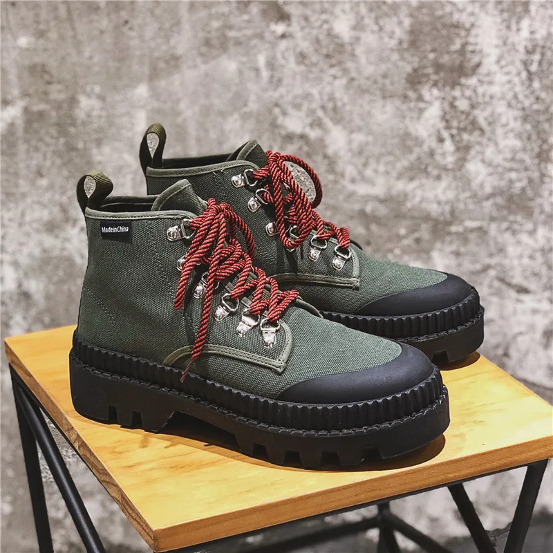 

High help platform shoes Martin boots British wind 2019 new net red wild students high to help canvas short boots spring and aut