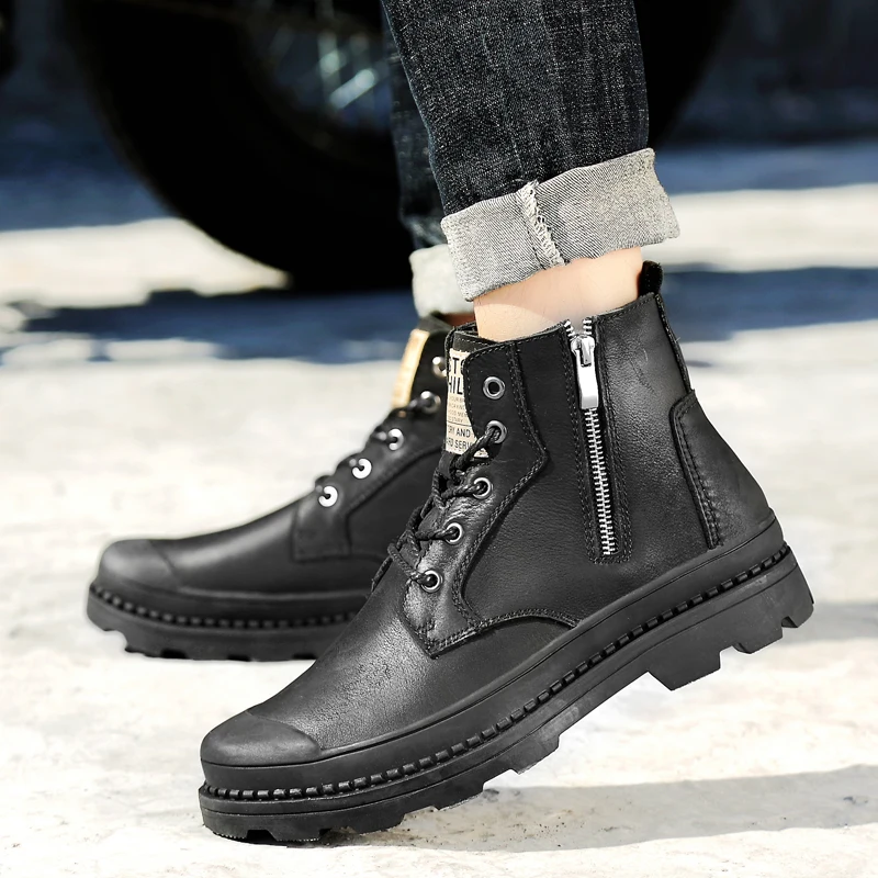 Мужские ботинки Martens коричневые повседневные ботильоны из натуральной кожи