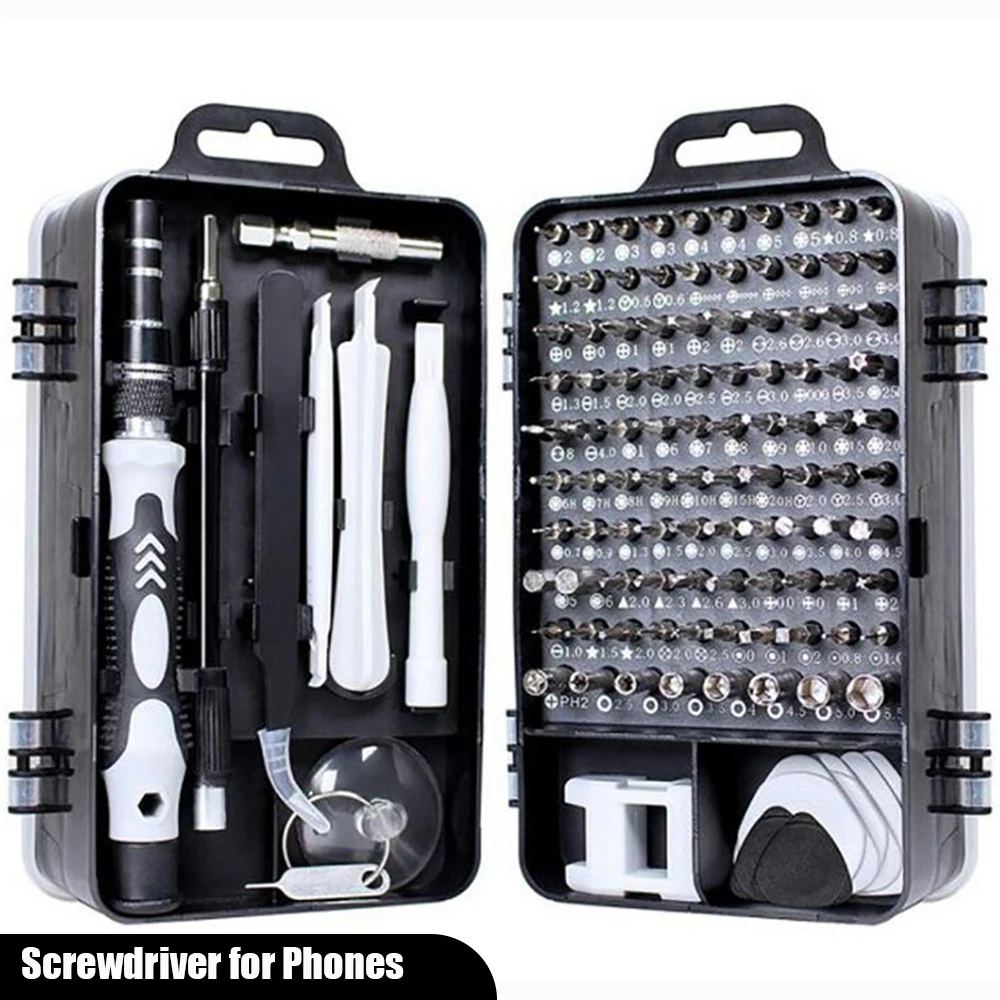Mini juego de destornilladores de precisión con 115 brocas, herramientas de reparación de electrodomésticos, atornillador para teléfono, ordenador, reloj, gafas