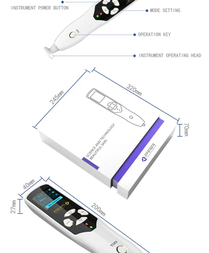 Плазменная ручка холодного озона плазменная подъемная ручка для подъема глаз с иглами удаление морщин и прибор для удаления пятен