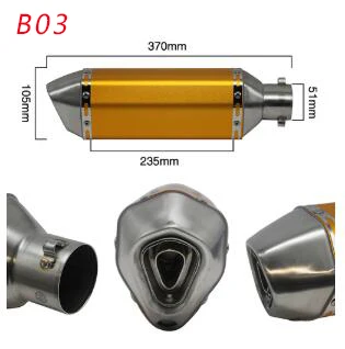 B 03 Alconstar Универсальный Мотоцикл выхлопная труба akrapovic глушитель выхлопных газов для CB400 CBR600 CBR1000 CBR250 CBR125 ER6N Z900 Z1000 Z750 - Цвет: B 03
