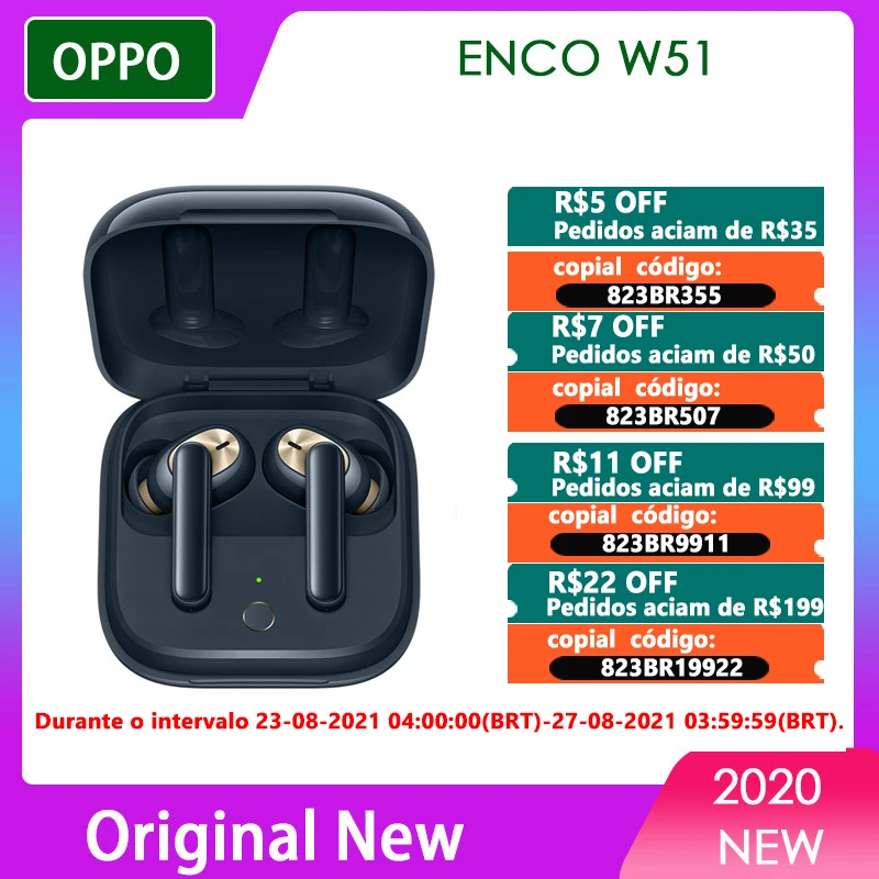 New OPPO Enco W51 TWS ENCO w31 Earphone Bluetooth 5.0 Noise Cancellation Wireless Earphones For Reno 4 Pro 3 Find X2 ACE 2 | Электроника