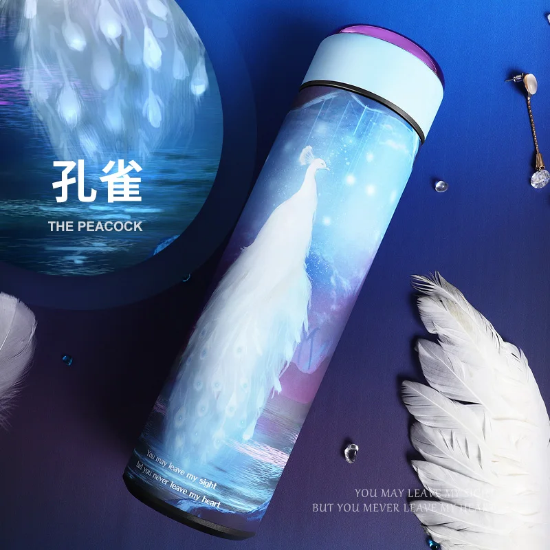 D Cute cartoon cat thermos cup male and female students with cups super cute couple thermos mug 500ml office cup thermal bottle - Цвет: D