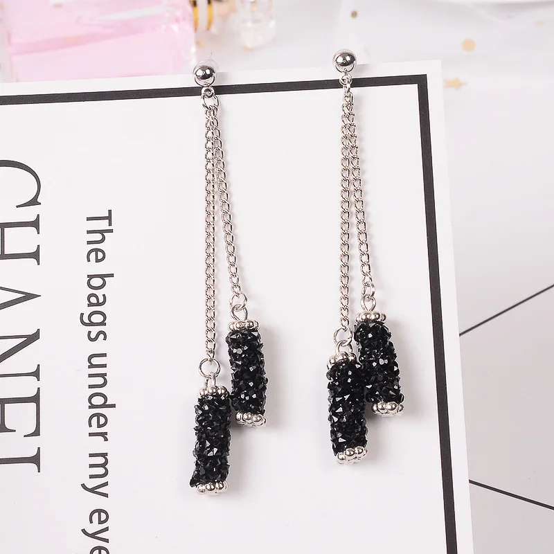 Aretes de mujer; Новинка года; синяя блестящая кисточка; серьги-подвески; ювелирные изделия; массивные серьги; корейские серьги для женщин