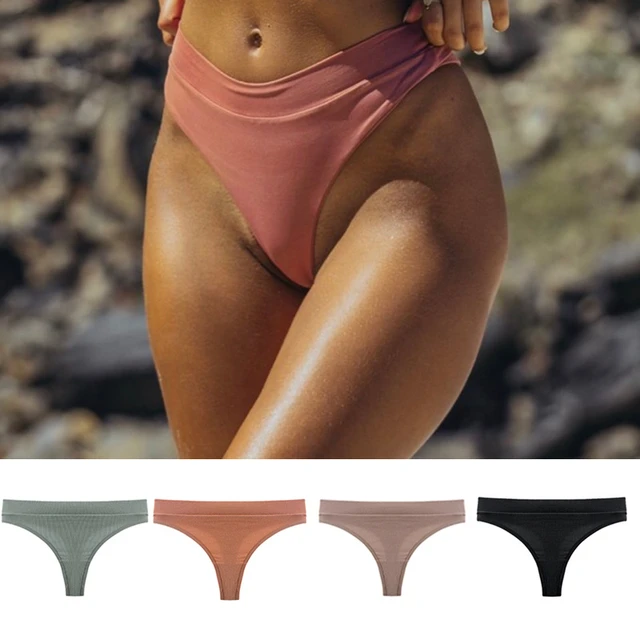 New Women's Solid Color Cotton Sexy Bikini G-string Fitness