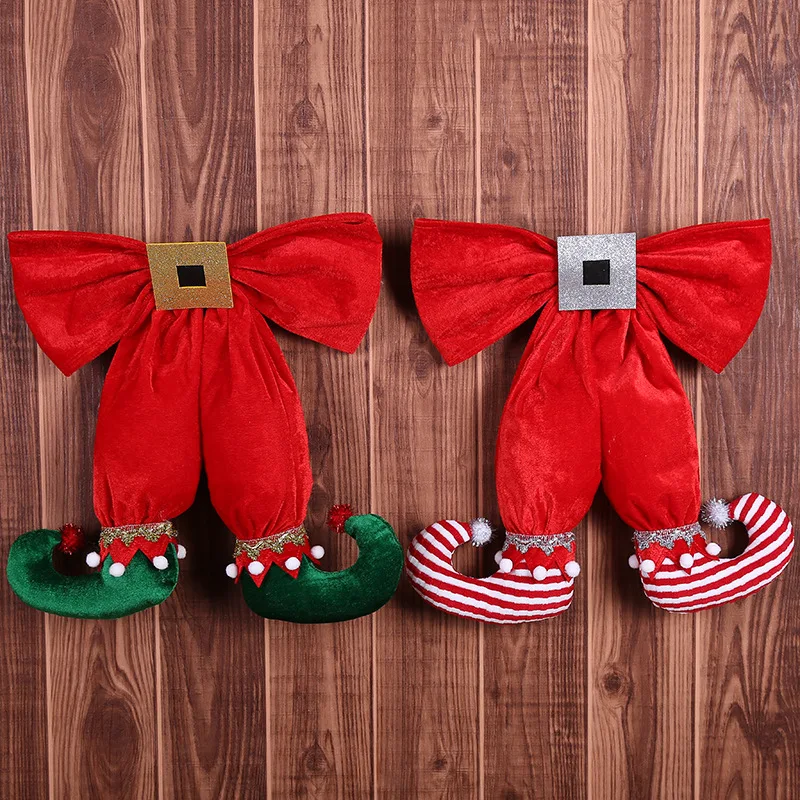 

Christmas Decoration Dolls Cute Elf Foot Bow Dolls Xmas Tree Hanging Pendant Ornament Festival Decor Props Party For Home Hotel