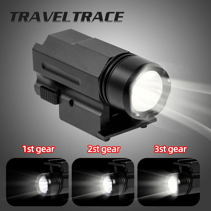 

Tactical Flashlight Picatinny 20mm Rails Mount Hunting Accessories Weapon Lights for Pistol Gun White Green LED Bulbs High Power