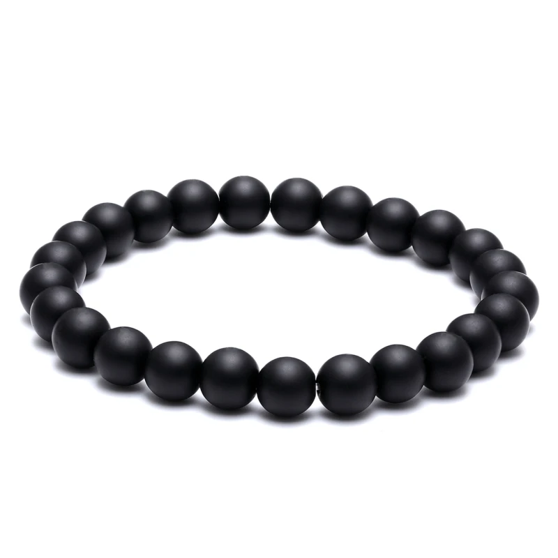 

Men's Natural Stone Bead Bracelet Black 8mm Bracelet Women's Jewelry Volcanic Stone Friendship Bracelet Couple Classic Style