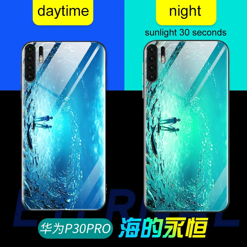 

Luminous Phone Cover For Honor Play 7X 8X 8C 8A 9 10 Lite 20Pro For P20 P30 Mate 20 Lite Pro Nova 3 3i 4 5i Tempered Glass Cases