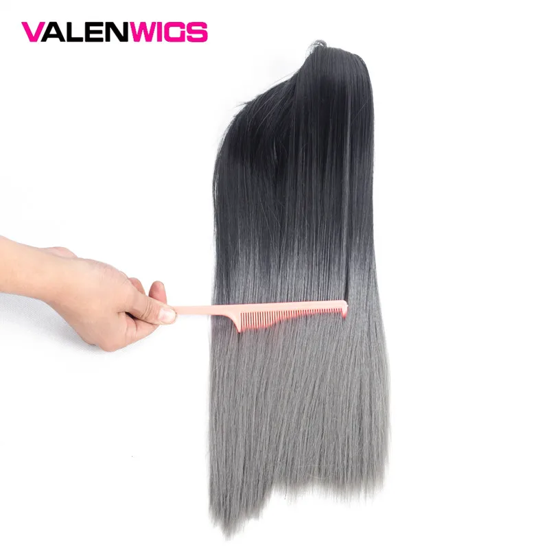 ValentWigs 24 ''Омбре Цвет Коготь заколка для хвоста синтетические волосы для наращивания длинные прямые конский хвост аксессуары для волос для женщин