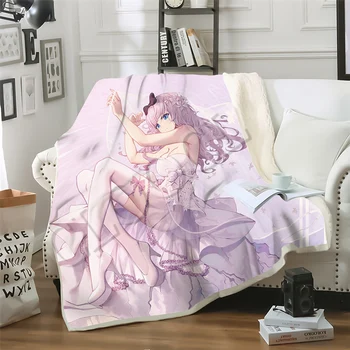 

CLOOCL Two-layer Fluffy Blanket Anime Kaguya Sama Love Is War 3D Print Winter Bed Travel Decorative Sofa Plush Blanket Quilt