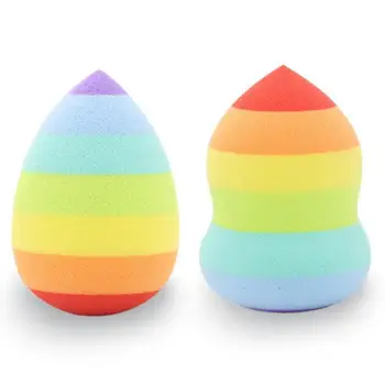 

2 Styles Soft Water Droplet Sponge Rainbow Color Foundation Puff Powder Smooth Beauty BB Cream Makeup Tool Cosmetic Puff T0048