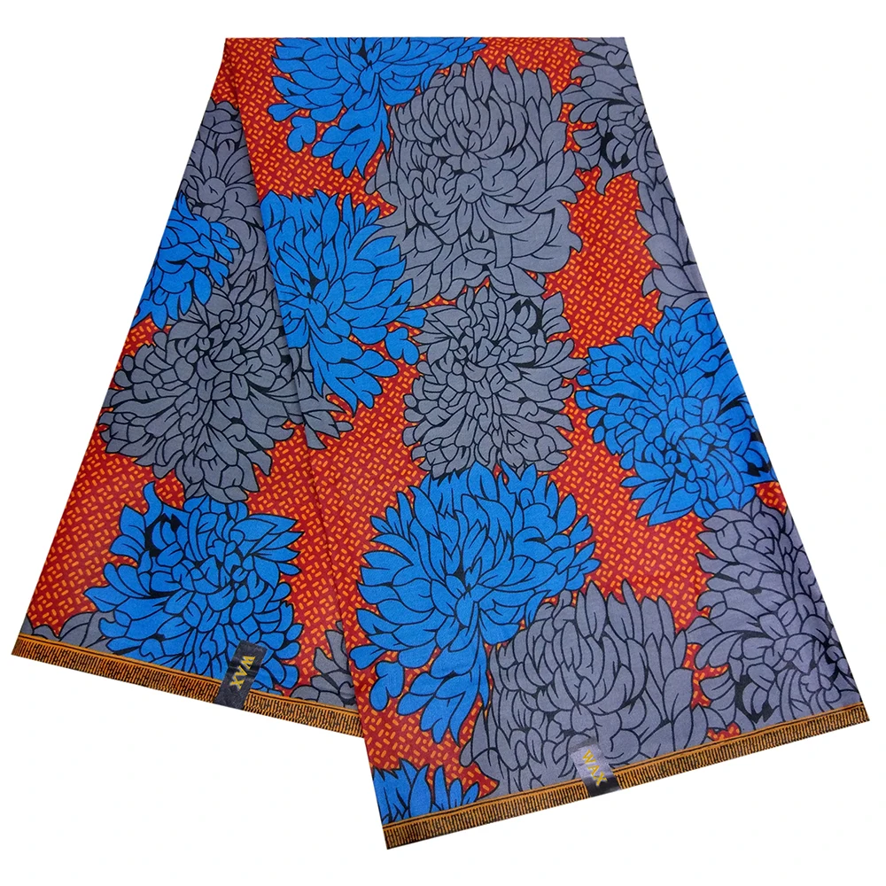 

2019 New African Dashiki Flower Print 6Yards\Set Wax Fabric African Print Fabric