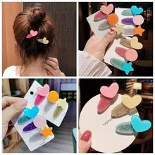 Южная Корея милые детские заколки карамельных цветов, японская корейская детская яркая флуоресцентная заколка в форме сердца, мигающая летняя детская одежда