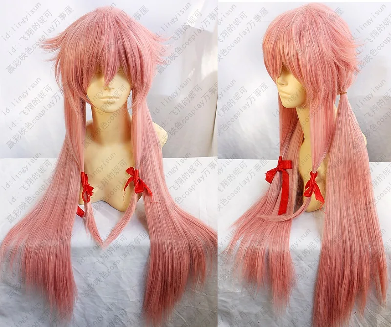 Новый дневник будущего парик для косплея Mirai Nikki Gasai Yuno Длинные розовые