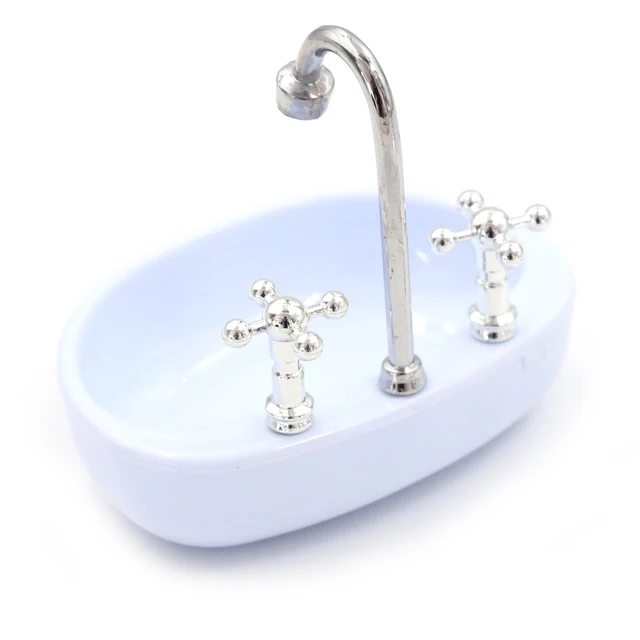 1/12 Scale Cute Dollhouse Miniature Furniture Bathroom Washbasin Washing Machine Pretend Classic Toy for Children Birthday Gift 4