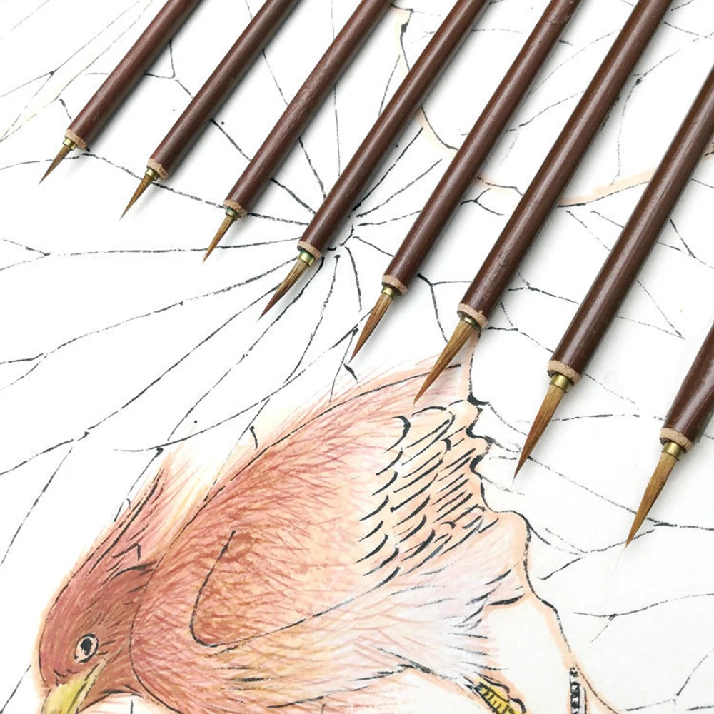 3pcs/set Metal Weasel Hair Brush Pen Hook Line Paint Brush Chinese Calligraphy Brush Art Oil Painting Brush images - 6