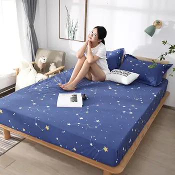 

3pc Bed Set 1pcs Sheet+2 Pcs Pillowcase Fitted Sheet Elastic Bed Linen Polyester/Cotton Waterproof Mattress Cover Queen Size