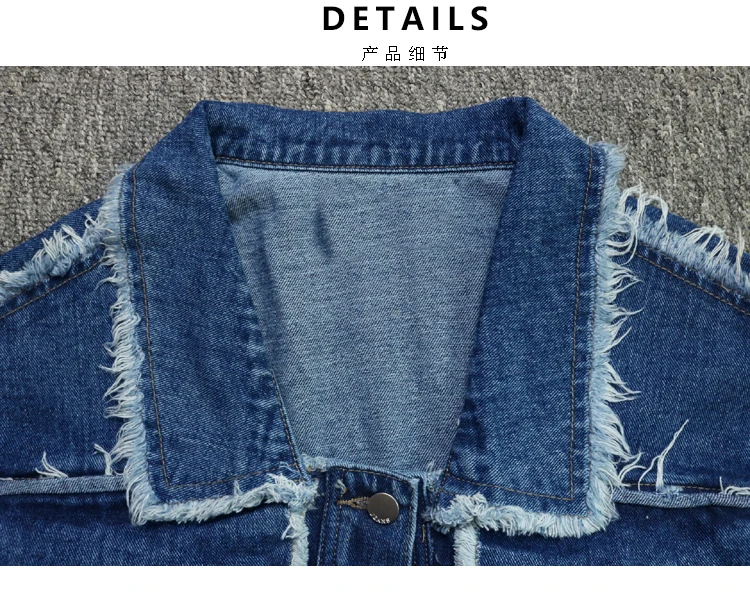 Fashion Tide Denim Jacket Female Spring And Autumn New Loose Raw Edge Button Korean Long Sleeve Short Paragraph 19B-a199