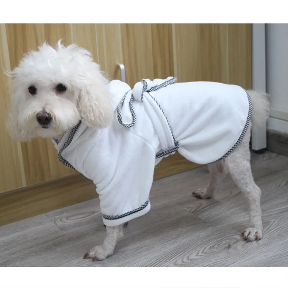 

Pet Pajama Robe With Hood Soft Cotton Hooded Bathrobe Quick Drying Absorbent Soft Pet Bath Towel For Puppy 6 Sizes S M L XL 2XL