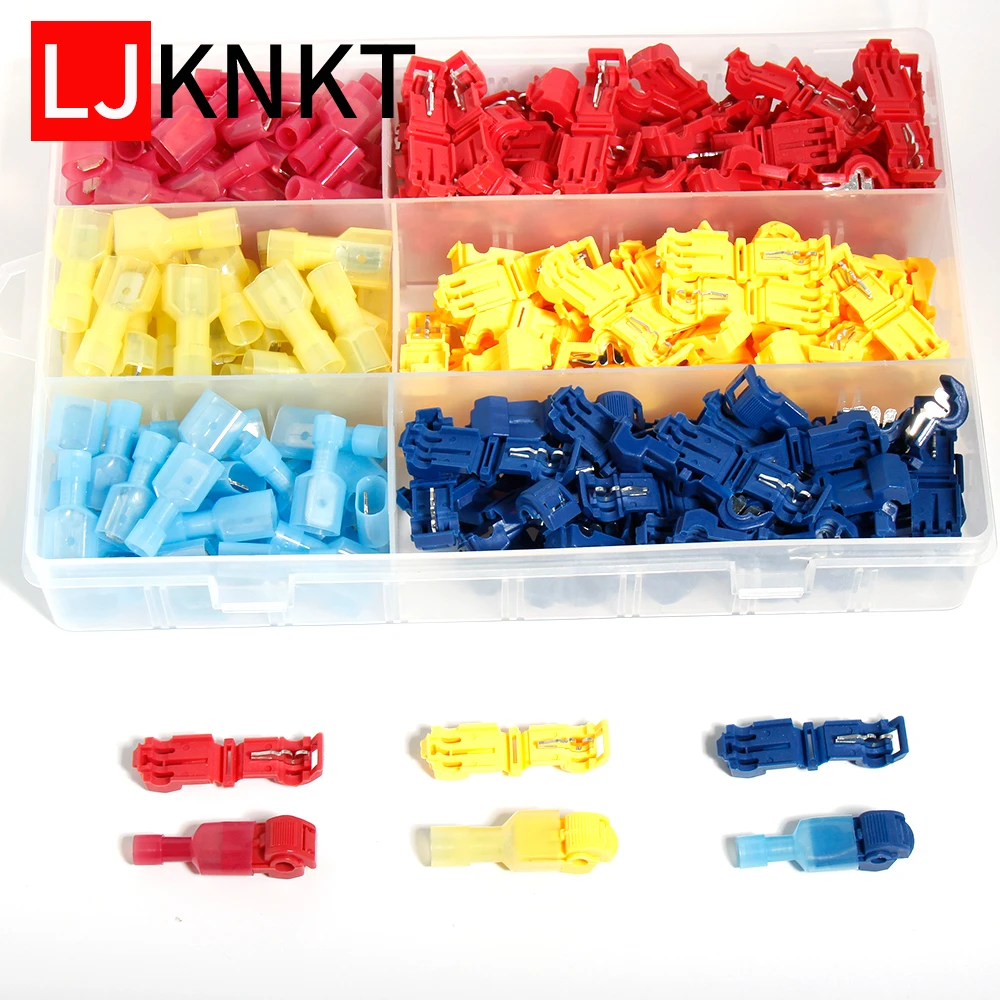 

120/220pcs T-type fast lossless T-Tap Connectors Splice Insulated Wire Cable Connectors Terminals Electrical Tool device/clamp