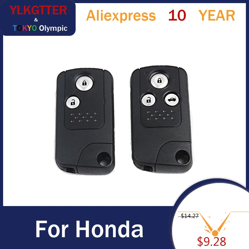 

YLKGTTER 2/3 Buttons Remote Key Shell Case Housing Cover Fob Refit Smart Design for Honda Civic Accord CR-V Odyssey Replacement
