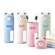 Милый мультфильм медведь зубная щетка Чехол Набор Зубная паста держатель мыть Органайзер чашка с зубной щёткой аксессуары для ванной комнаты для путешествий
