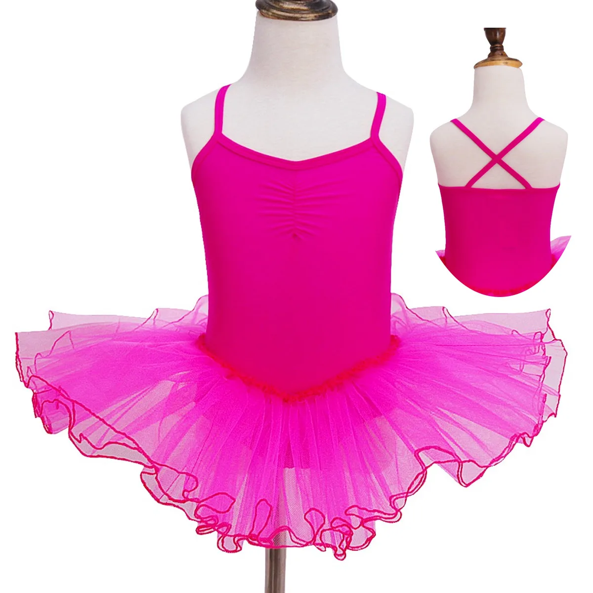 

Kids Spaghetti Straps Dancewear Girls Professional Ballet Tutu Dress Gymnastics Leotard Children Stage Performance Dance Costume