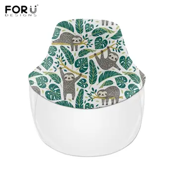 

Forudesigns Cute Cartoon Sloth Print Women Men Bucket Cap Sun Protective Face Mask Fisherman Hat Removable Summer Shield Cover