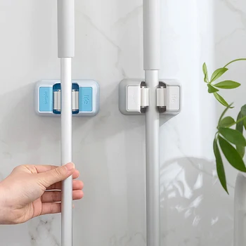 

1PC Wall Mounted Mop Organizer Holder Brush Broom Hanger Storage Rack Kitchen Tool Shelves Clip Seamless Mop Broom Hook HomeTool