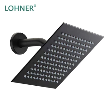 

Square Rain Rainfall Holes High Pressure Big Water Saving Shower Filter Head With Arm Elbow Regendusche Douchekop Zwart
