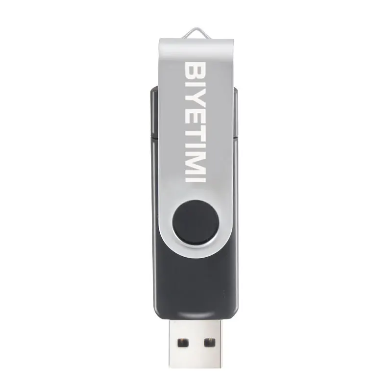 USB флеш-накопитель BIYETIMI, 128 Гб до 4 Гб, двусторонний, для мобильного телефона Android, высококачественный, с зажимом, 360 градусов, поворотный, флешка - Цвет: Черный