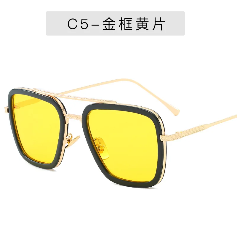 Солнцезащитные очки «Железный человек», Мстители, Робер Дауни Jr, Тони Старк, мужские роскошные брендовые дизайнерские Квадратные Солнцезащитные очки, мужские солнцезащитные очки - Цвет линз: C5