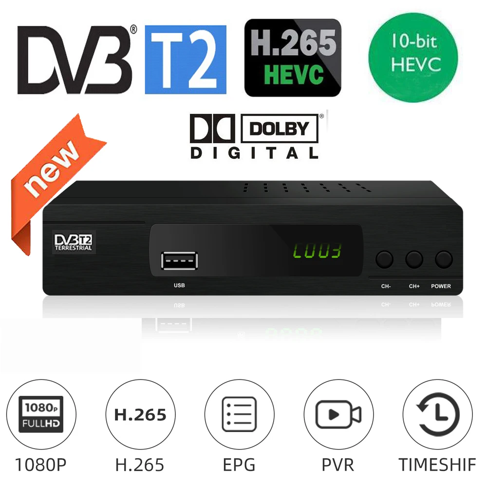 VIDOELETTRONICA® Décodeur numérique terrestre HD Mini Dvb T3 h265 USB HDMI Prise péritel 180° Télévision Récepteur Noir Youtube WiFi 