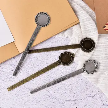 

New Flower Bookmark With Ruler Fit Inner 20mm Cabochon Base DIY Craft Student Stationery School Supplies Promotion Gift 1pcs