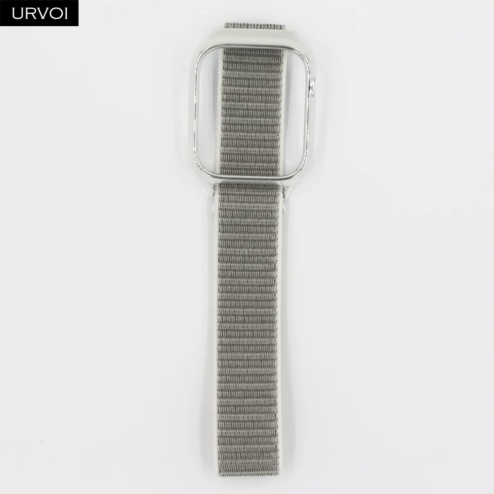URVOI Спортивная петля для apple watch series 54 3 2 1 полоса светоотражающий ремешок для iwatch с корпусом ПК тканый нейлоновый дышащий ремешок - Цвет ремешка: Sea shell
