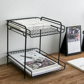 

Kitchen Storage Rack Makeup Storage Shelf Home Organizer Iron Art Multifunction 2 Layers Storage Shelf Bathroom Table Organizer
