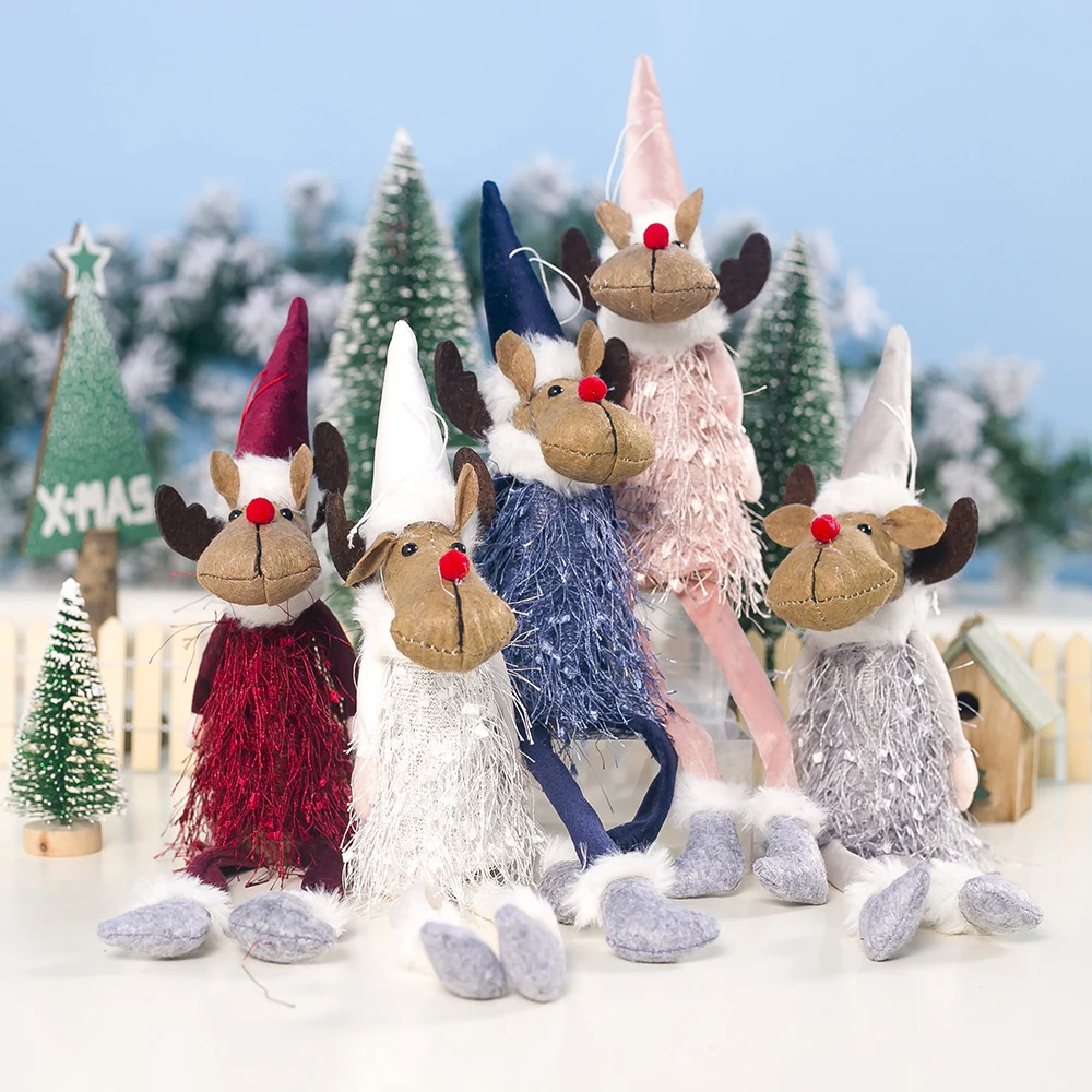 

Christmas Decoration Creative Cloth Fringed Elk Doll Hanging Christmas Tree Window Pendant Party Festival Ornaments