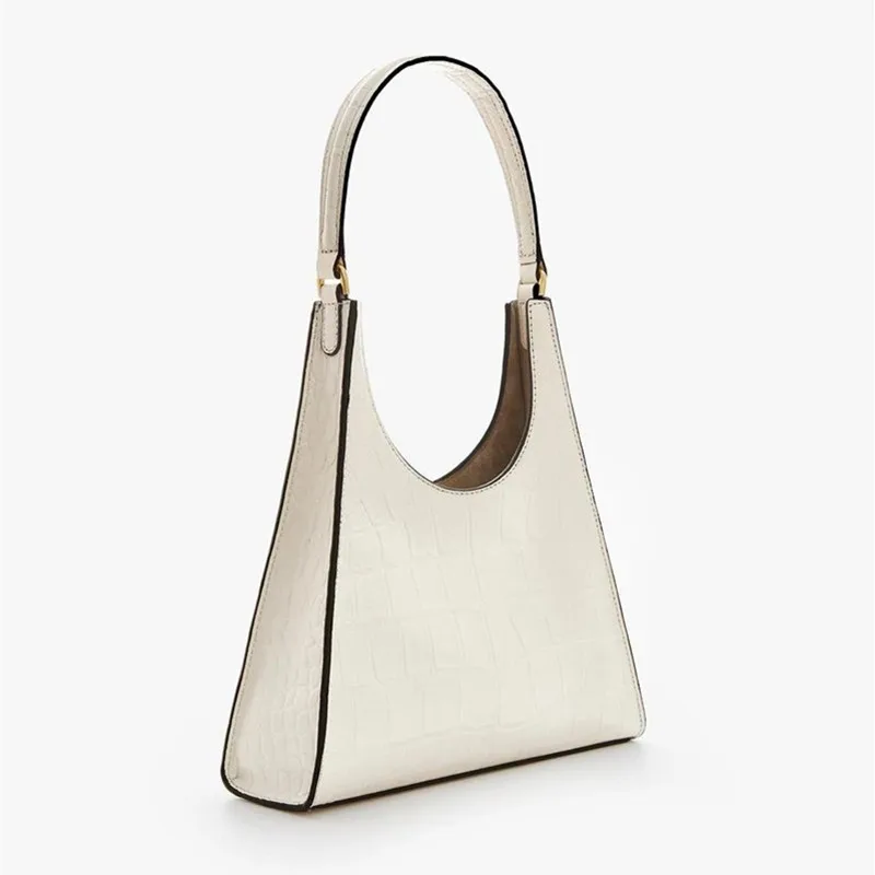 Ретро трапециевидная Наплечная Сумка для женщин чистый цвет дизайнерская простая сумка с крокодиловым узором Женская индивидуальная Повседневная сумка