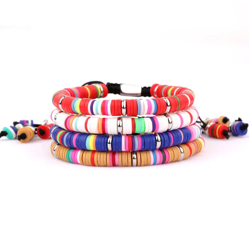 New Design Women Beads Jewelry Bracelet Polymer Clay Beaded Macrame Bracelet For Women