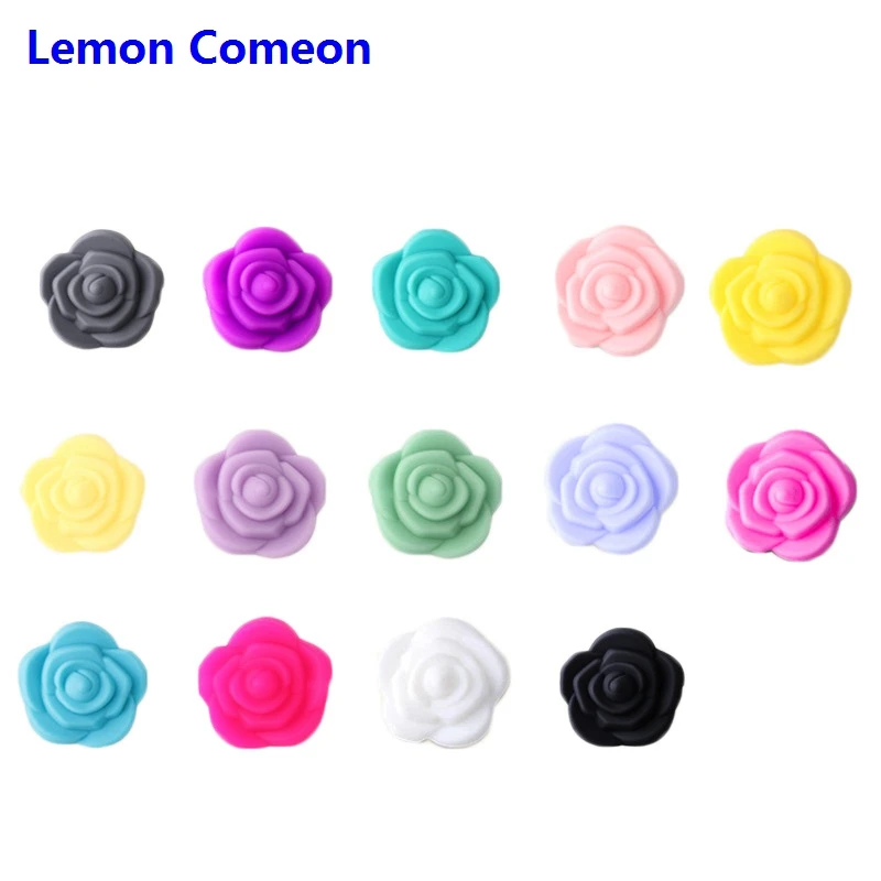 Lemon Come, 5 шт., силиконовые мини-бусины в виде розы, детские игрушки, Пищевая силиконовая прорезыватель, сделай сам, прорезыватель, ожерелье, ювелирное изготовление, цепочка-пустышка