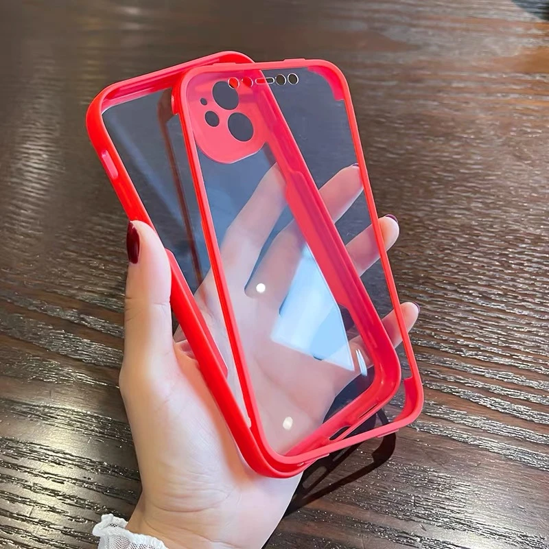 thumbnail image 1 of Luxury 360 Full Body Front+Back Clear Case For iPhone 15 14 13 11 12 Pro Max XS X XR 7 8 Plus Silicone Bumper Shockproof Cover, 1 of 5