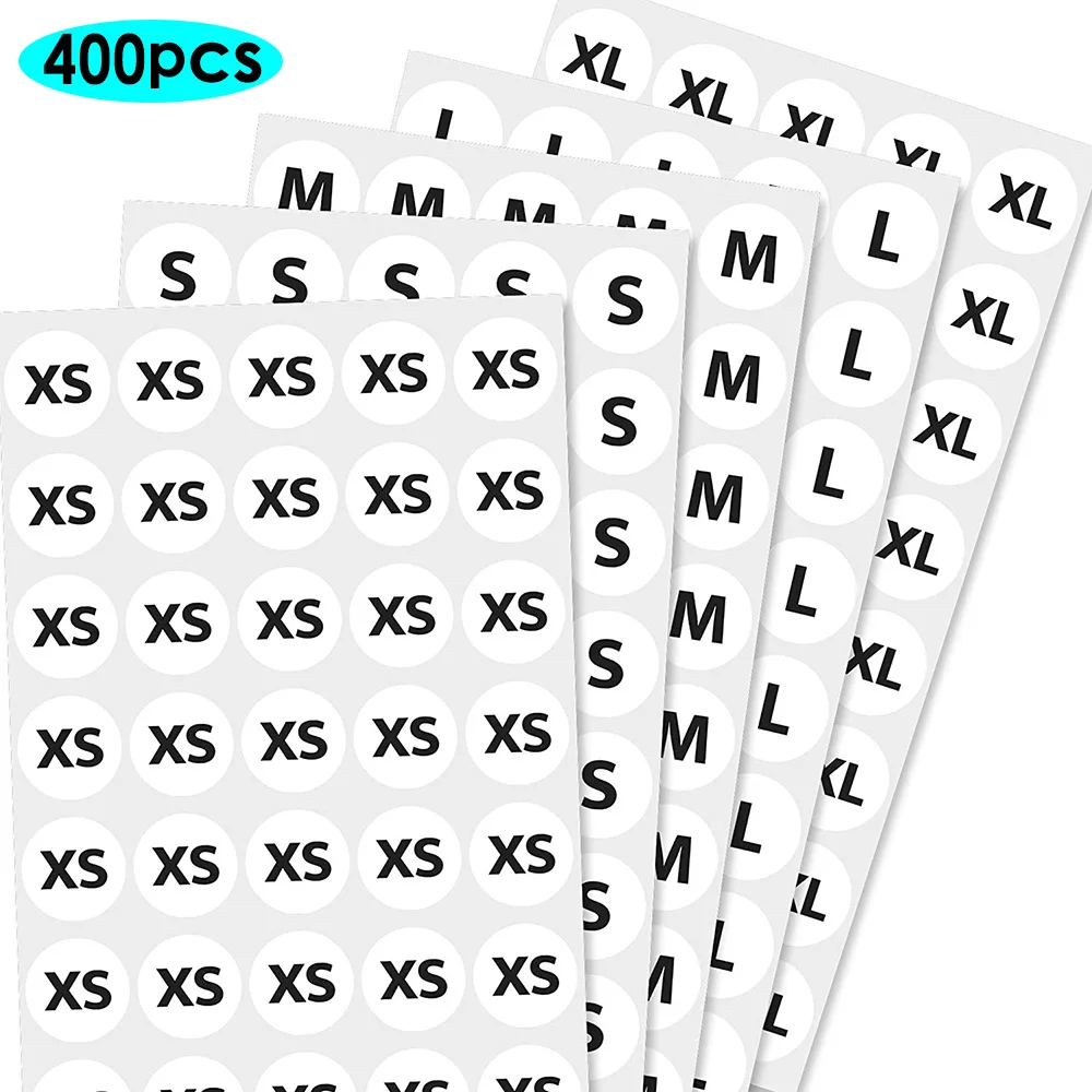 400 Φ 2 см размер одежды круглая наклейка белые этикетки 6 Размер s (XS S M L XL XXL) |
