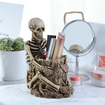

Skull Pen Pencil Holder Key Holder Makeup Brush Holder Office Desk Supplies supplies for school office accessories pencil holder