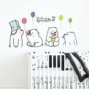 

Cute lazy bear wall stickers bedroom kids baby rooms home decoration art mural cartoon animals stickers nursery wallpaper