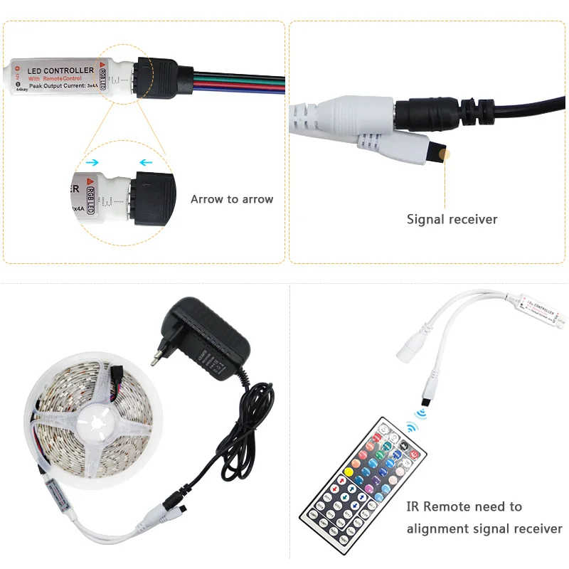 RGB LED Strip 15M Led Light Tape 5050 SMD 2835 5M 10M DC 12V Waterproof RGB LED lamp diode Ribbon Flexible Controller+Adapter EU