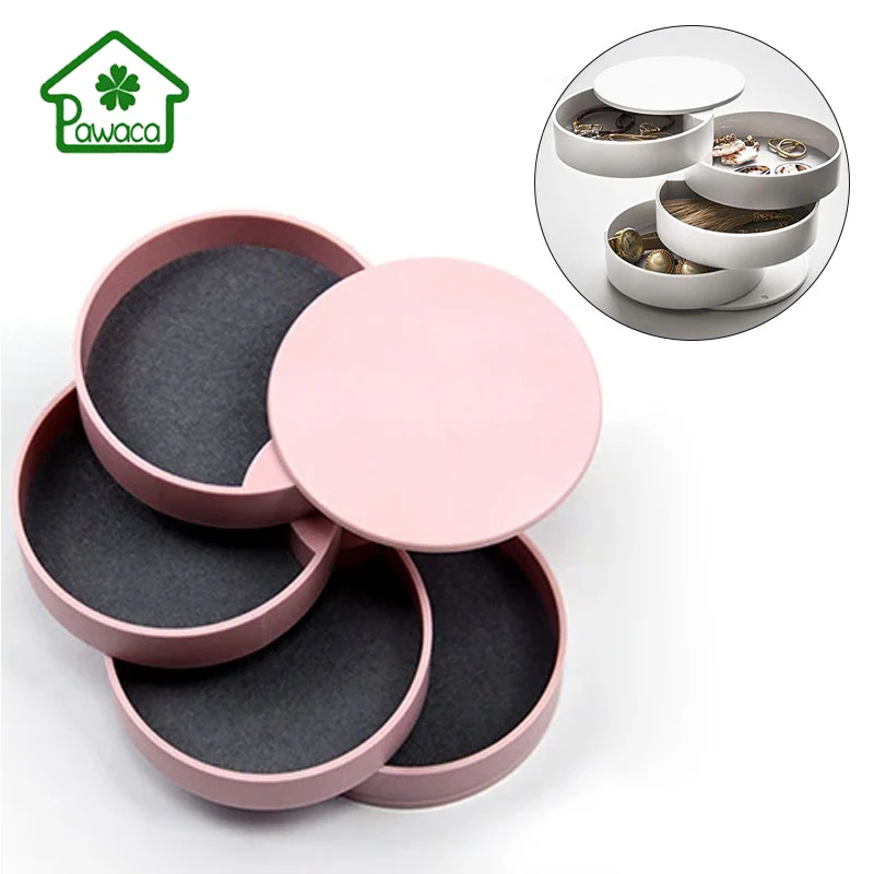 

New Brief Large Capacity Jewelry Box 360 Degree Rotation For Earrings Ring Necklace Lady Cosmetic Storage Box Jewelry Organizer