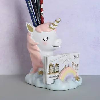 

Nordic Creative Cute Unicorn Pencil Vase Art Sculpture Animals Storage Box Resin Crafts Desktop Decorations For Home R3529